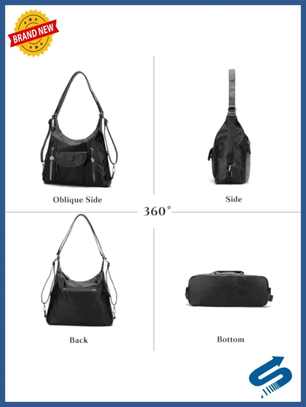 PU Leather Tote Bag Shoulder Bag Backpack Large Capacity Handbag